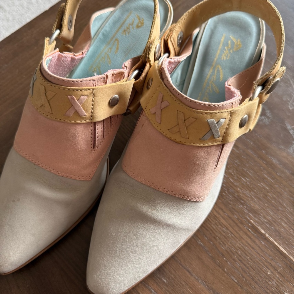 Pina Colada Brazil Leather Mule Booties Pointed Toe Western Boho Size 8